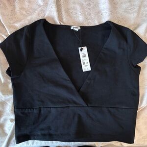 Garage Black V-Neck Crop Top